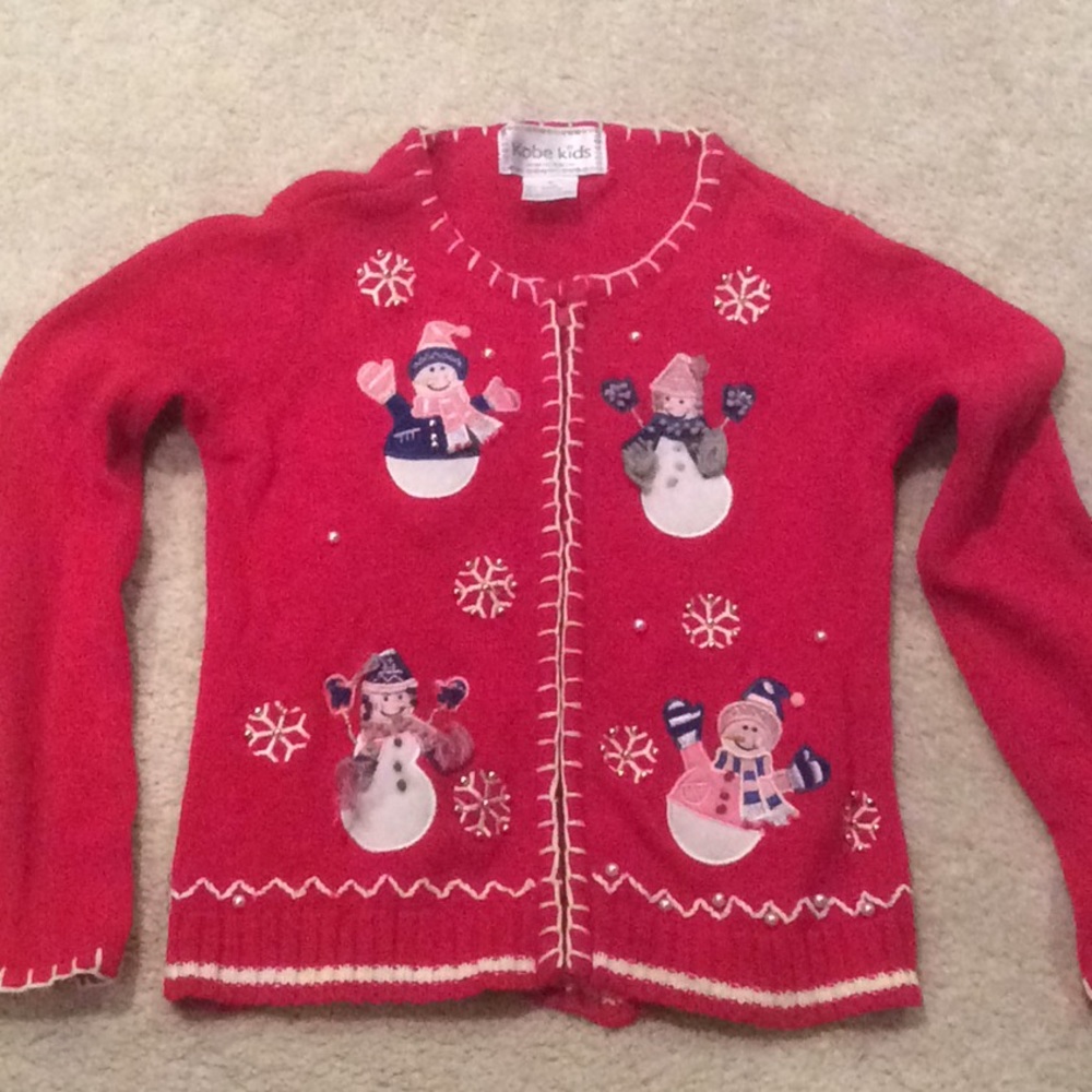 Kobe Kids red cardigan Holiday sweater size 6